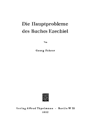 Die Hauptprobleme des Buches Ezechiel