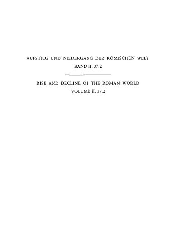 Geschichte u. Kultur Roms im Spiegel d. neueren Forschung ;2. Principat. Bd. 37. Philosophie, Wissenschaften, Technik