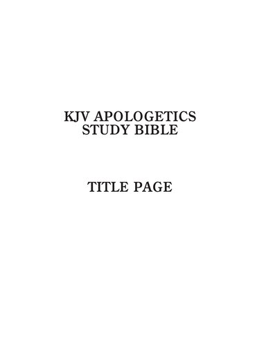 KJV Apologetics Study Bible