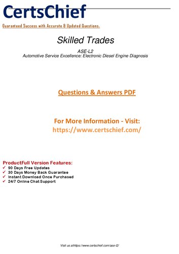 ASE-L2 exam is a certification exam offered by the National Institute for Automotive Service Excellence (ASE) for automotive technicians who specialize in advanced engine performance.