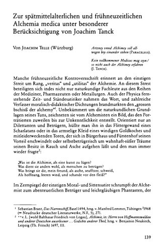 Zur spätmittelalterlichen und frühneuzeitlichen Alchemia medica unter besonderer Berücksichtigung von Joachim Tanck