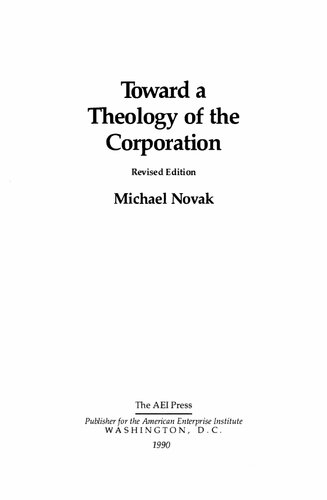 Toward Theology of Corporation - Revised Edition