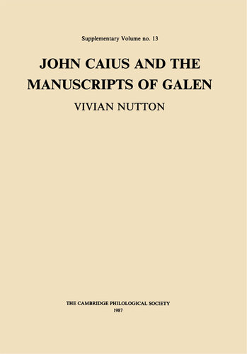 John Caius and the Manuscripts of Galen