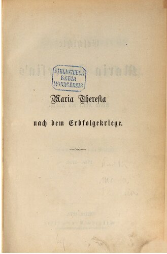 Maria nach dem Erbfolgekriege / 1748-1756