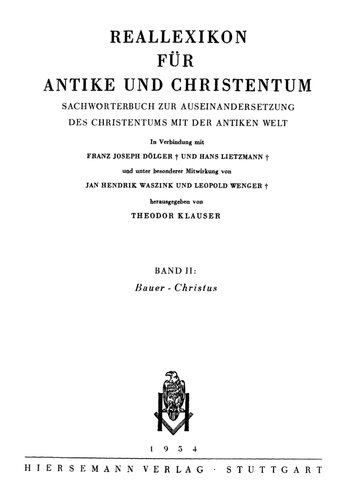 Reallexikon für Antike und Christentum 02 : Bauer – Christus