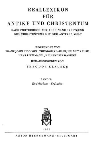 Reallexikon für Antike und Christentum 05 : Endelechius – Erfinder