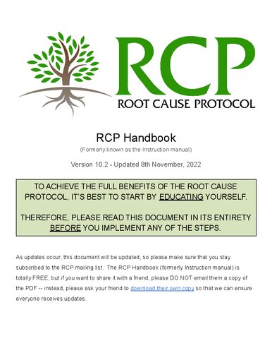 Root cause protocol RCP pdf (March 2023 version) by Morley Robbins (Orthomolecular Medicine) - Vitamin C, Magnesium, etc