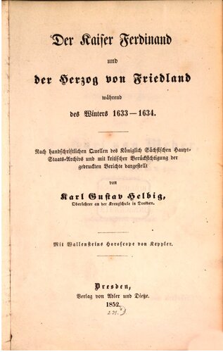 Der Kaiser Ferdinand und der Herzog von Friedland während des Winter 1633-1634