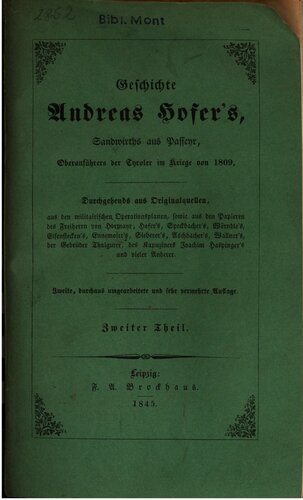 Das Land Tirol und der Tirolerkrieg von 1809