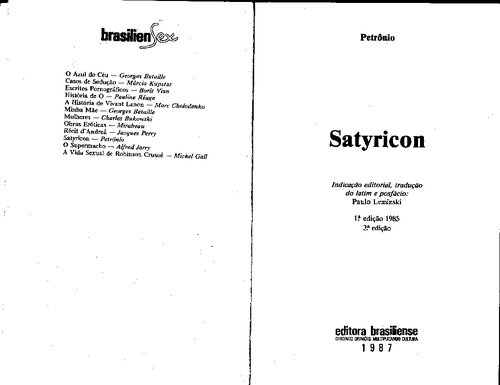 Satyricon [Satíricon]. Trad. Paulo Leminski