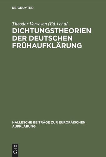 Dichtungstheorien der deutschen Frühaufklärung