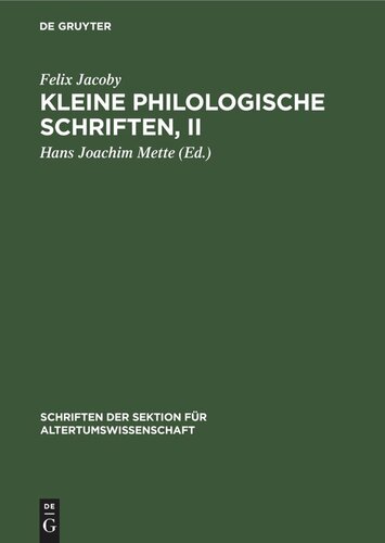 Kleine Philologische Schriften, II