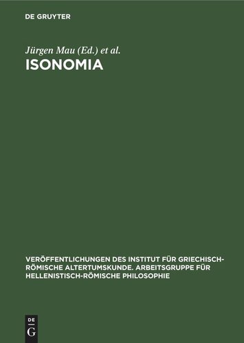 Isonomia: Studien zur Gleichheitsvorstellung im griechischen Denken