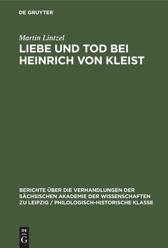 Liebe und Tod bei Heinrich von Kleist