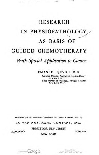 Revici Cancer Therapy Method - Doctor Emanuel Revici who cured cancer - Research in Physiopathology as Basis of Guided Chemotherapy: With Special Application to Cancer