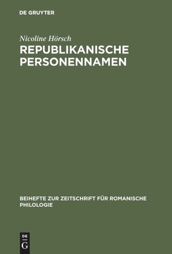 Republikanische Personennamen: Eine anthroponymische Studie zur Französischen Revolution