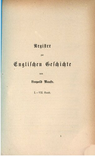 Register zur Englischen Geschichte von Leopold Ranke