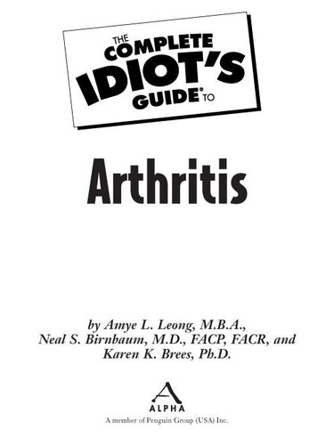 The Complete Idiot's Guide to Arthritis