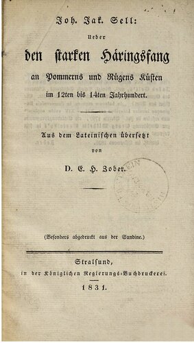 Über den starken Häringsfang [Heringsfang] an Pommerns und Rügens Küsten im 12ten bis 14ten Jahrhundert