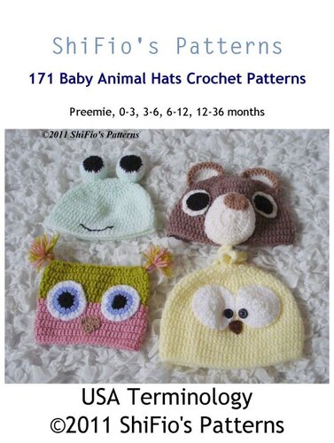 171 Animal Hats Crochet Pattern #171