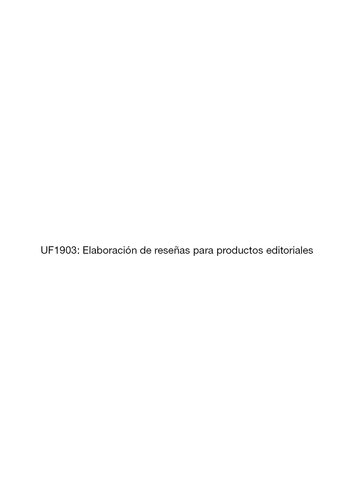 UF1903--Elaboración de reseñas para productos editoriales