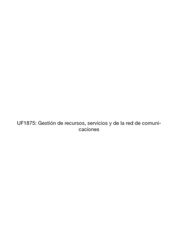 UF1875--Gestión de recursos, servicios y de la red de comunicaciones