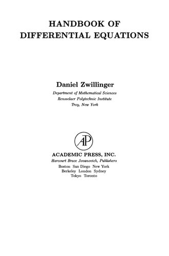 Handbook of Differential Equations