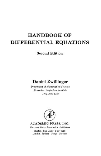 Handbook of Differential Equations