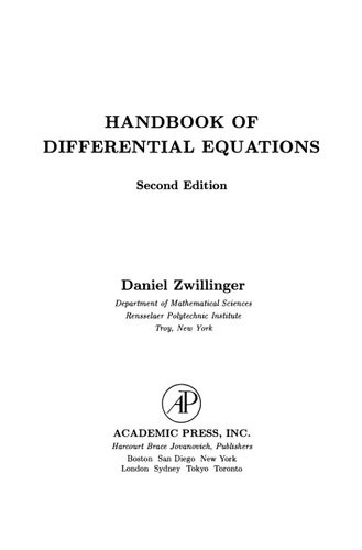 Handbook of Differential Equations