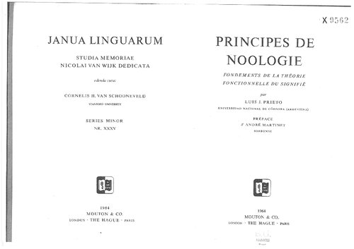 Principes de Noologie. Fondements de la théorie fonctionelle du signifié