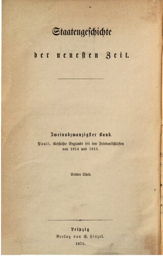 Geschichte Englands seit den Friedensschlüssen von 1814 und 1815