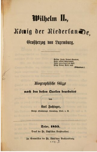 Wilhelm II., König der Niederlande, Großherzog von Luxemburg : Biographische Skizze