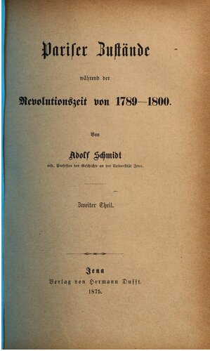 Pariser Zustände während der Revolutionszeit von 1789-1800