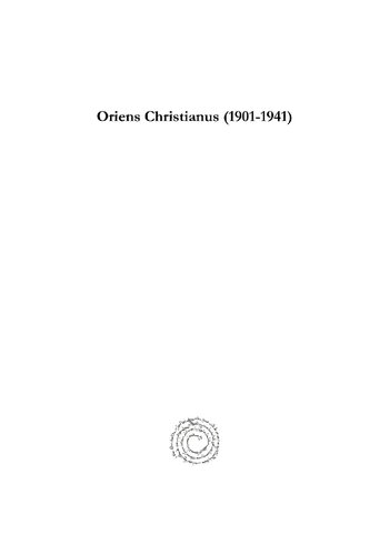 Oriens Christianus (1901-1941): Essays on Eastern Christianity, Volume 34 (1937)