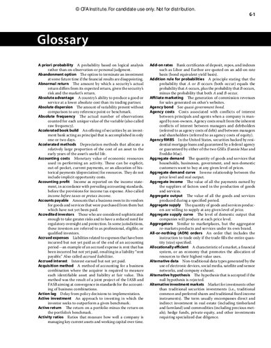 CFA Level 1 Glossary