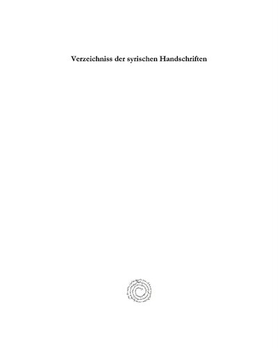 Verzeichniss der syrischen Handschriften