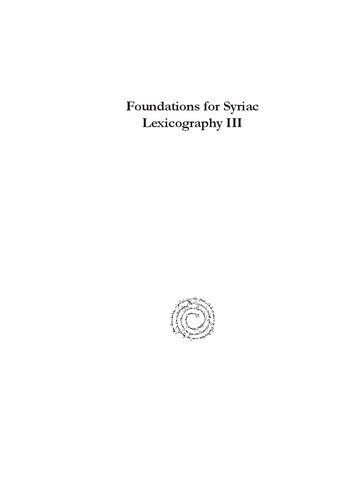 Foundations for Syriac Lexicography III