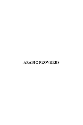 Arabic Proverbs and the Manners and Customs of Modern Egyptians