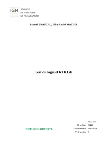 Test du logiciel RTKLib