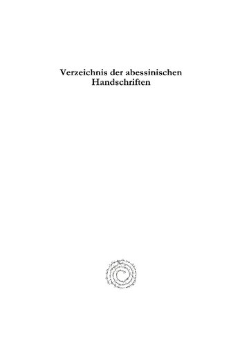 Verzeichnis der abessinischen Handschriften