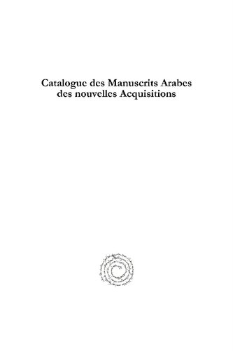 Catalogue Des Manuscrits Arabes Des Nouvelles Acquisitions: 1884-1924