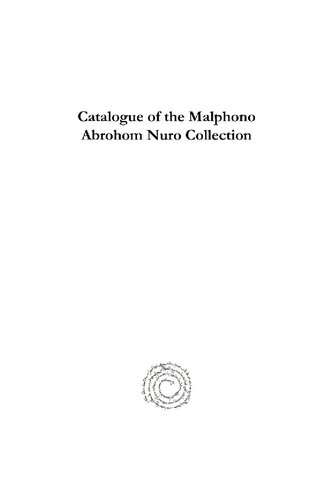 Catalogue of the Malphono Abrohom Nuro Collection