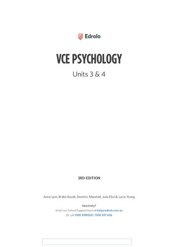 VCE Psychology Units 3 & 4 - Edrolo (3rd Edition)