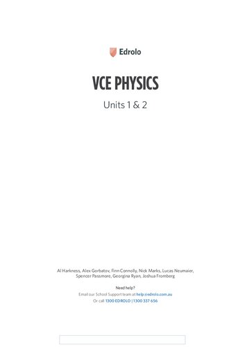 Edrolo VCE Physics Units 1 & 2