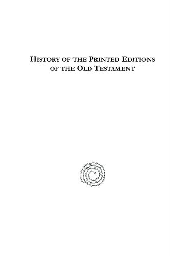 History of the Printed Editions of the Old Testament