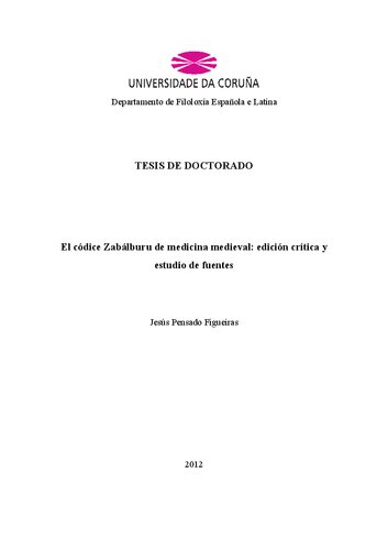 El códice Zabálburu de medicina medieval: edición crítica y estudio de fuentes