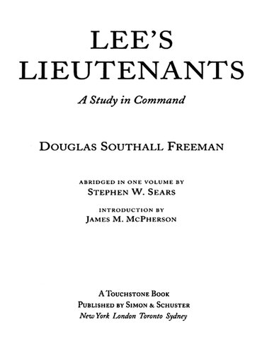 Lee's Lieutenants: A Study in Command