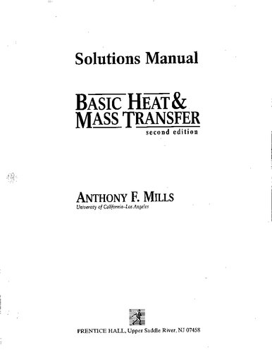 Solutions Manual [for] Basic Heat and Mass Transfer, Second Edition