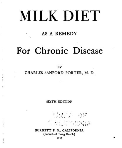 Milk Diet As A Remedy For Chronic Disease