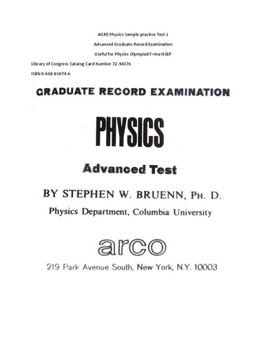 Graduate Record Examination Advanced Test